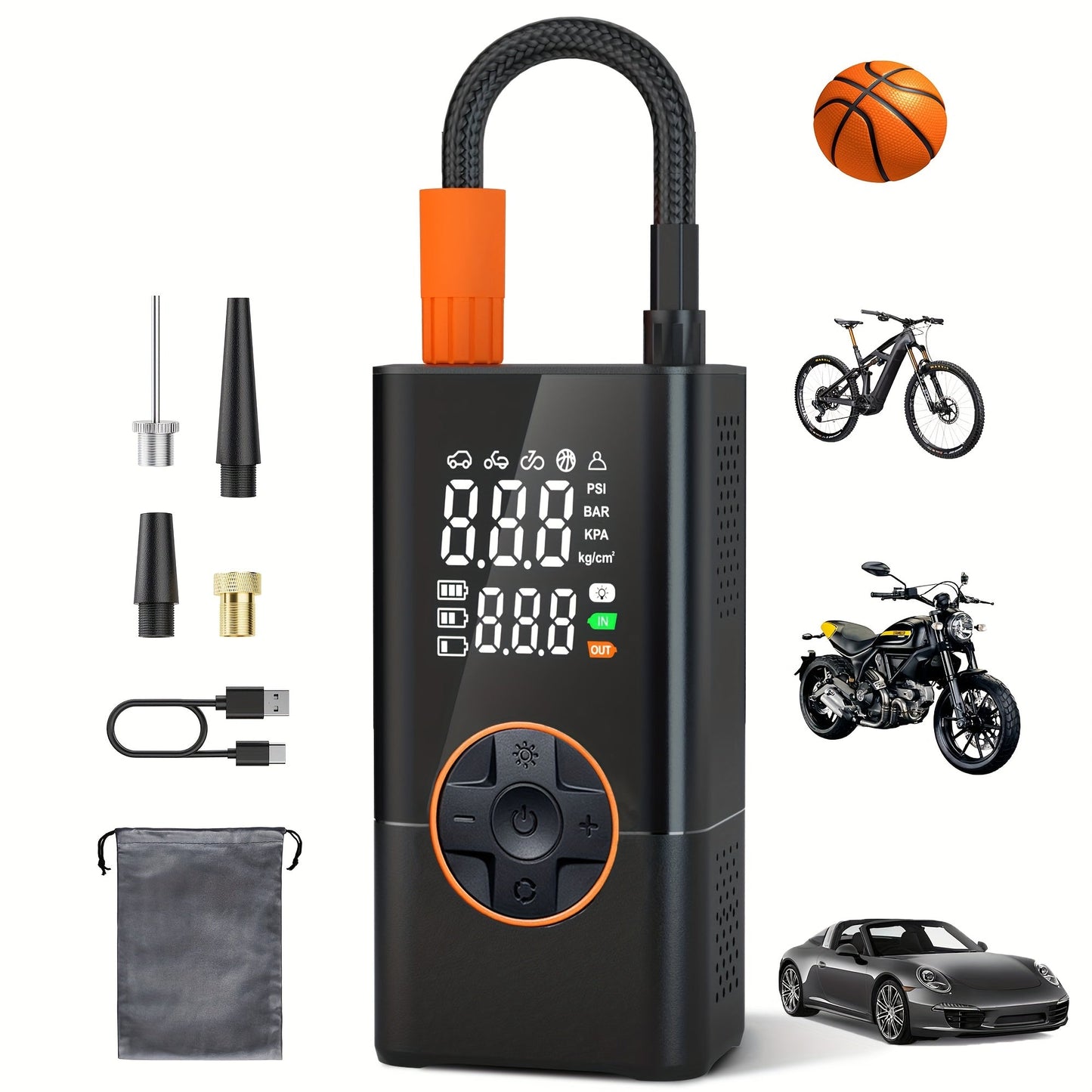 NNETM Portable Tire Inflator with Dual Screen