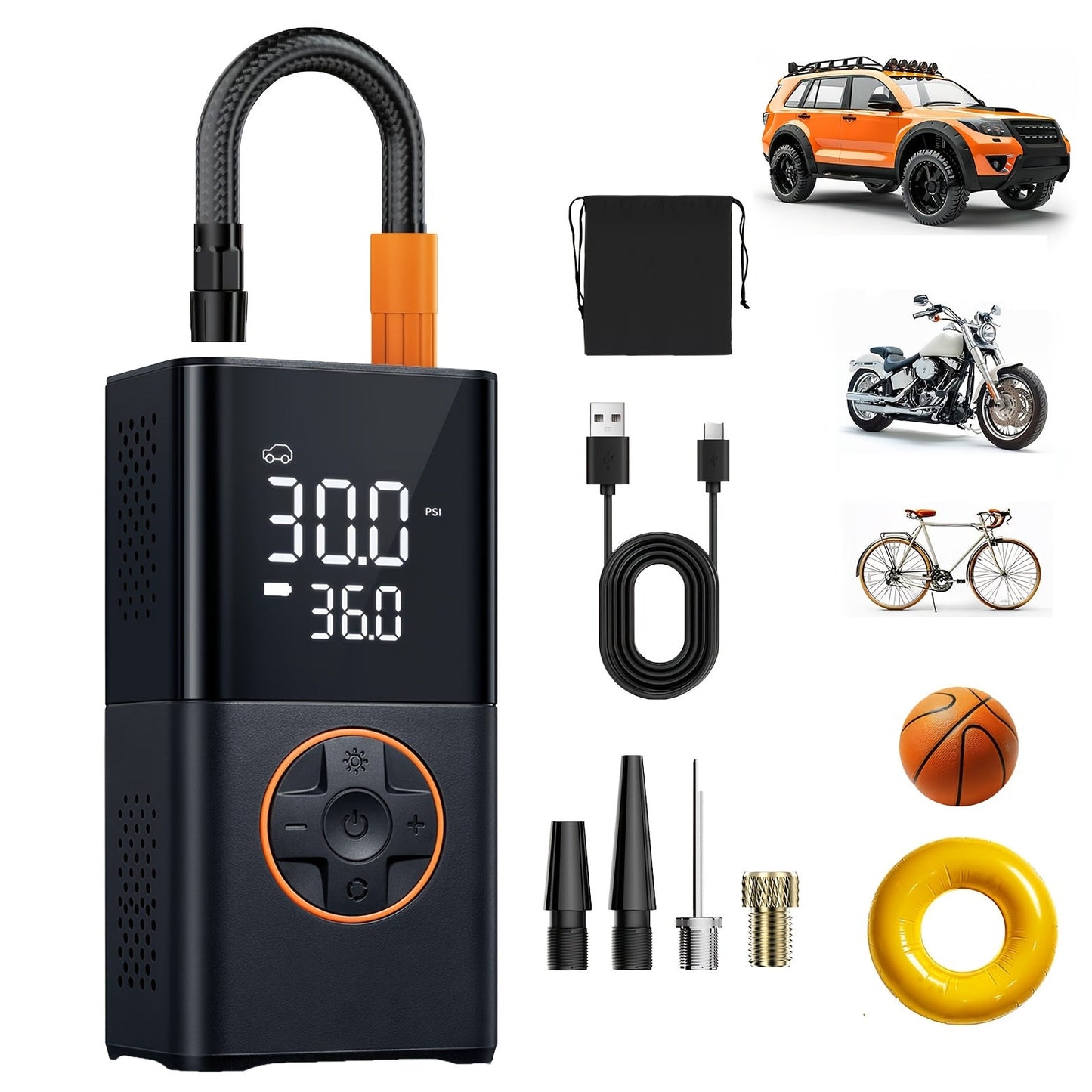 NNETM Portable Tire Inflator with Dual Screen