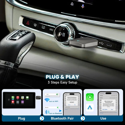Wired to Wireless CarPlay Android Auto Adapter Black