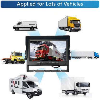 NNEDSZ 4-Channel Split 7" Screen Monitor w/4 Reversing Camera Kit for Truck Trailer Bus