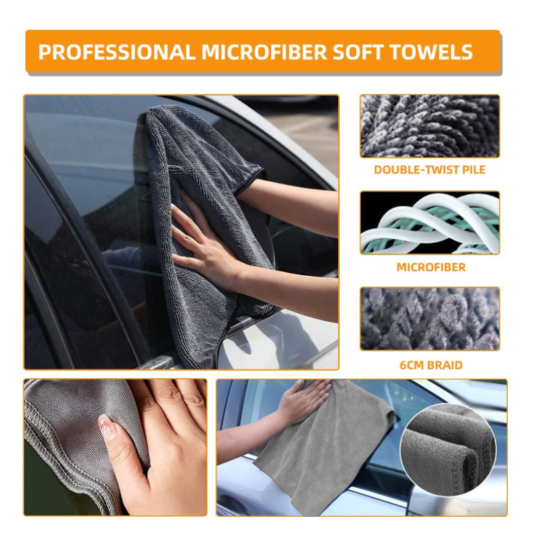 NNEDSZ Type B 9-Piece Car Wash Tool Kit - Tire & Wheel Brushes, Wash Mitt, Microfiber Towels, and Wax Sponge Set